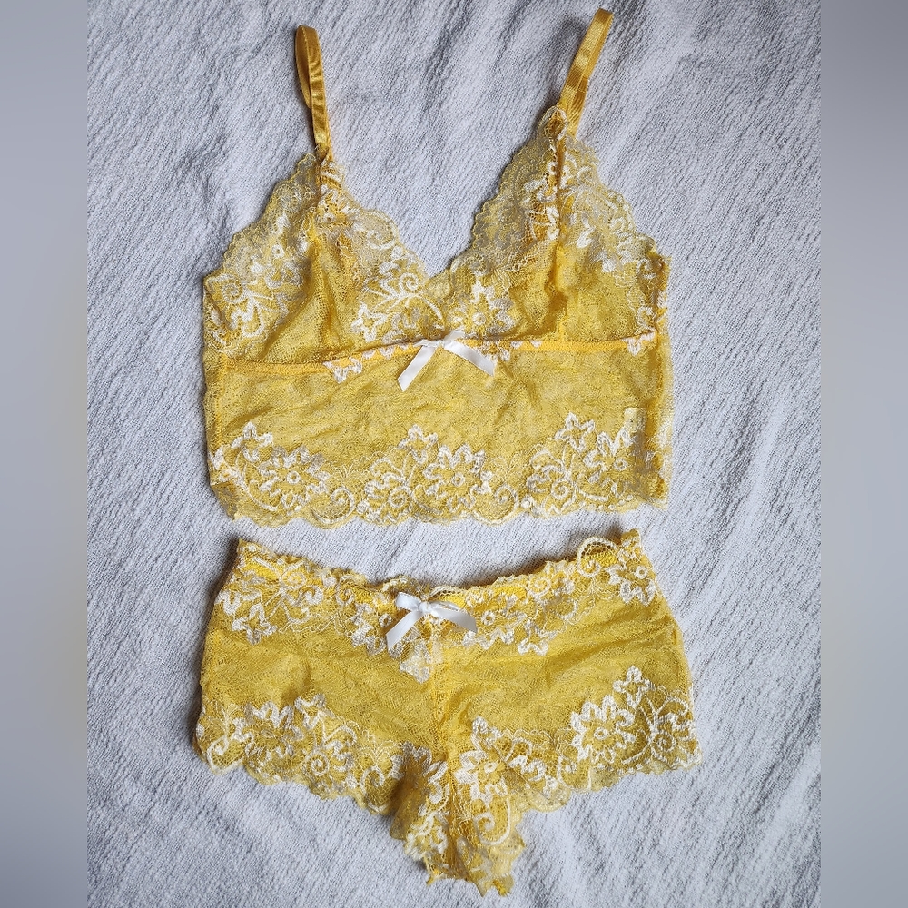 Yellow bralette and panty set